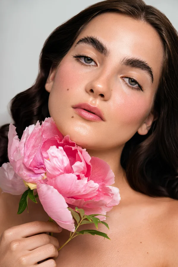 Close-up beauty makeup with glowing skin perfect for portfolio